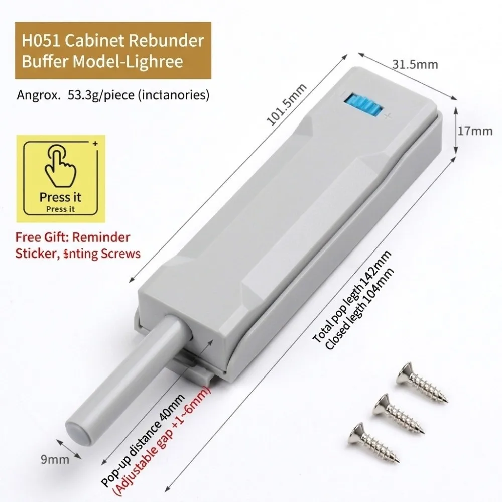 Plastic Push to Open Door Catcher Press to Open Buffer Damper Cabinet Door Latch Self Rebounding Heavy Duty Press Type Switch