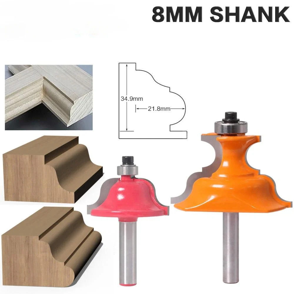 2pc 8mm Shank Wainscoting Roman Ogee & Pedestal Router Bit C3 Carbide Tipped Wood Cutting Tool woodworking router bits