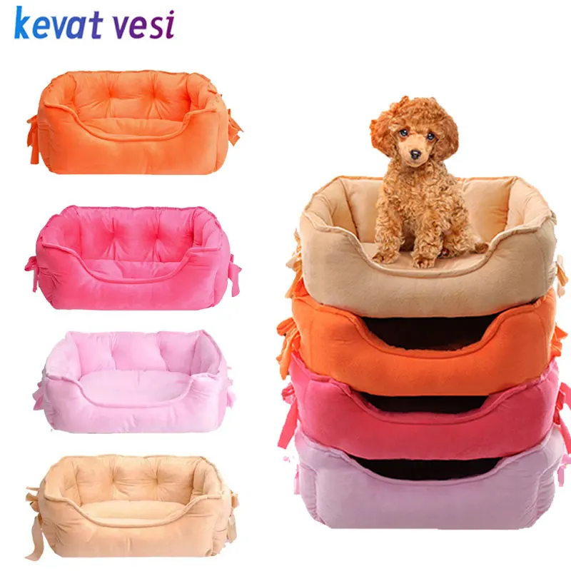 

Soft Dog Bed Mat Cute Bow Princess Pet Bed for Small Dogs Cats Warm Puppy Deep Sleeping Sofa Fleece Cat House Dog Accessories