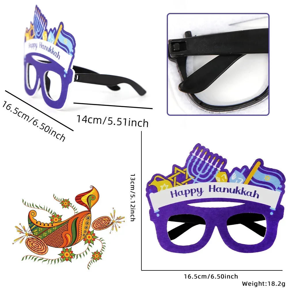 Hanukkah Party Felt Plastic Photo Glasses Hanukkah Festival Eyeglasses Photo Booth Prop Happy Hanukkah Party Decoration