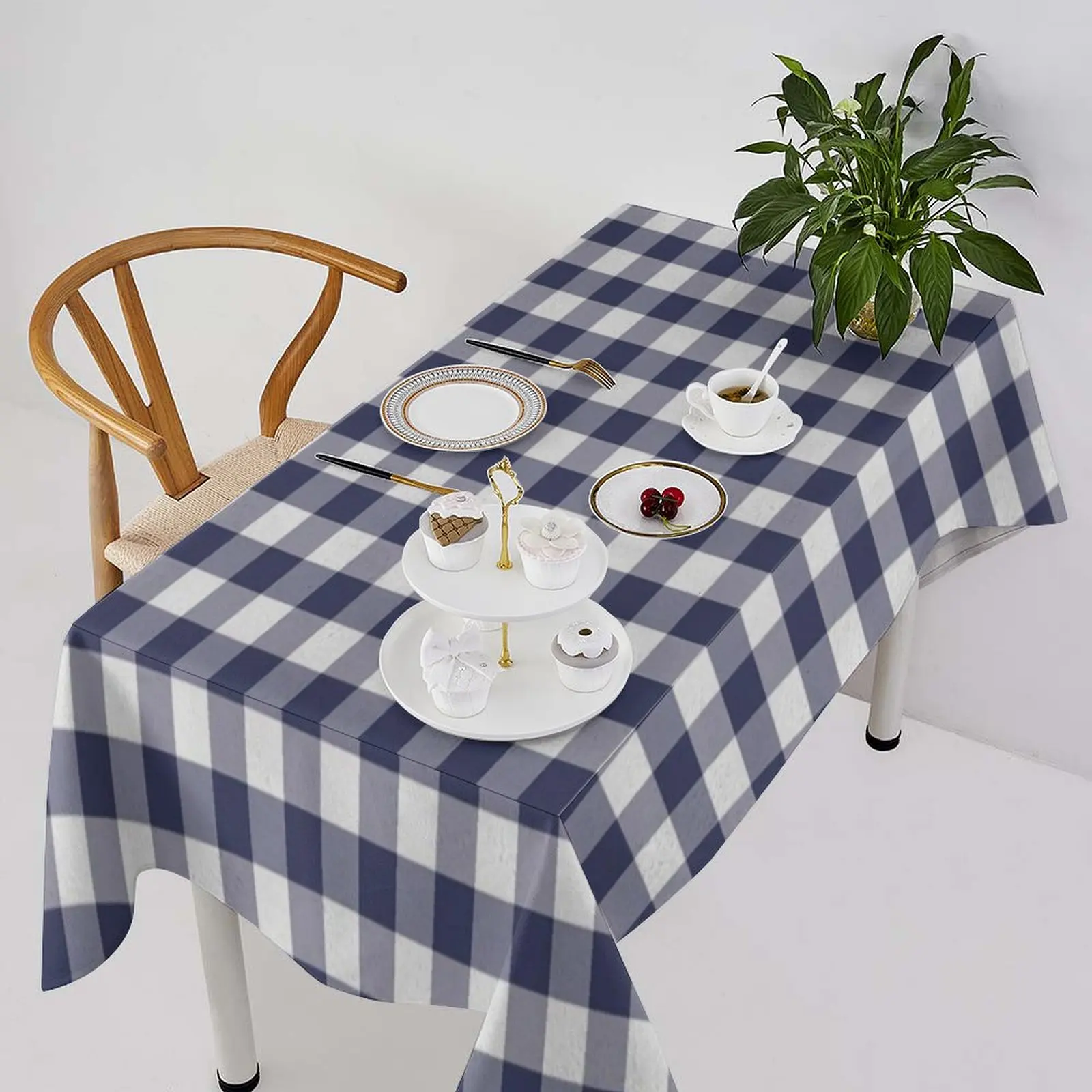 

Comfortable Checkered Tablecloth, Multi - Size, Waterproof Plain Weave, Easy Home Match, Multi - Occasion