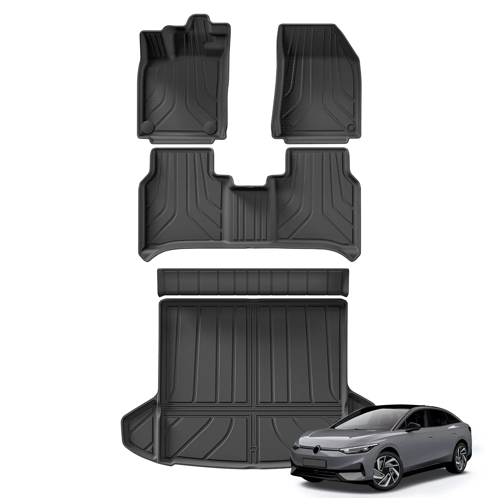 for VW ID.7 ID7 TPE 3D Car Floor Mats Cargo Liner Trunk/Backrest Pad Waterproof Left Rudder