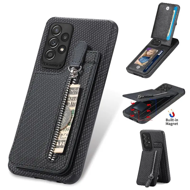 Zipper Card Wallet Leather Phone Case For Samsung Galaxy A20S A12 A11 A03S M62 A70s A51 A50S A30 M01S A025F Flip Holder Cover