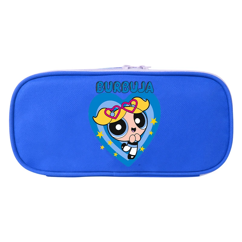 The Powerpuffs Girls Pencil Case Blossom Bubbles Buttercup Student School Stationery Bags Women Travel Makeup Pouch Kids Gift view 2