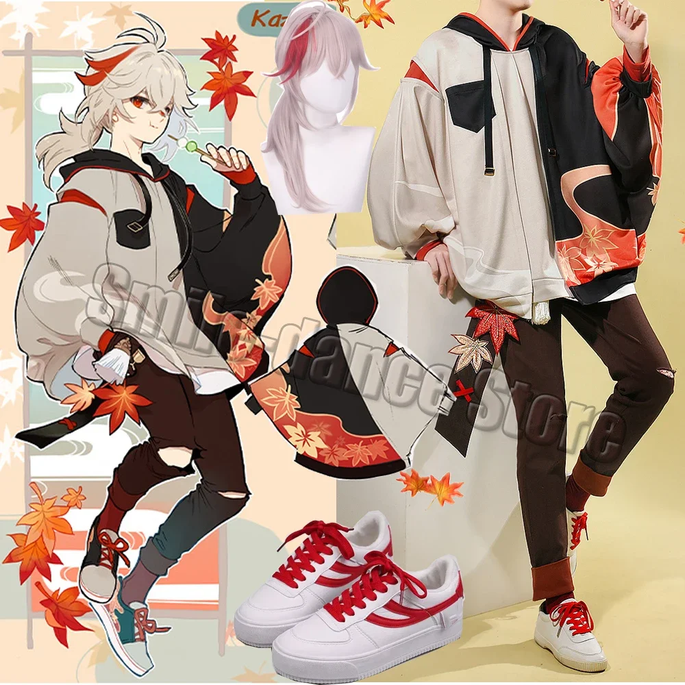 

Games Genshin Impact Kaedehara Kazuha Doujin Hoodie Sports Shoes Genshin Impact Kazuha Casual Wear Cosplay Costume Hoodie Wigs