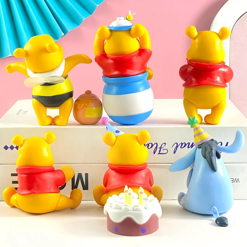 6 pezzi Disney Anime Figure Set Winnie The Pooh Bear Party Series Modello da collezione Figurine Decorazione bambola Tendenza Giocattoli Regalo per bambini