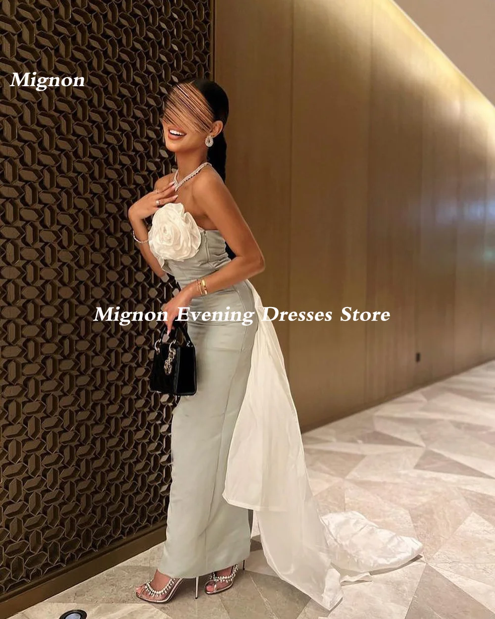 Mignon Satin Meerjungfrau träger lose Rüsche beliebte Ballkleid knöchel lange Saudi elegante formelle Abend party Kleid für Frauen 2023