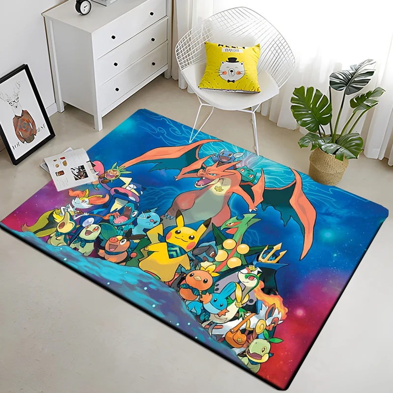 Pokemon Full Character Large Area Rug 3D Carpets Home for Living Rooms Kids Bedroom Sofa Doormat Decor Child Non-slip Floor Mats