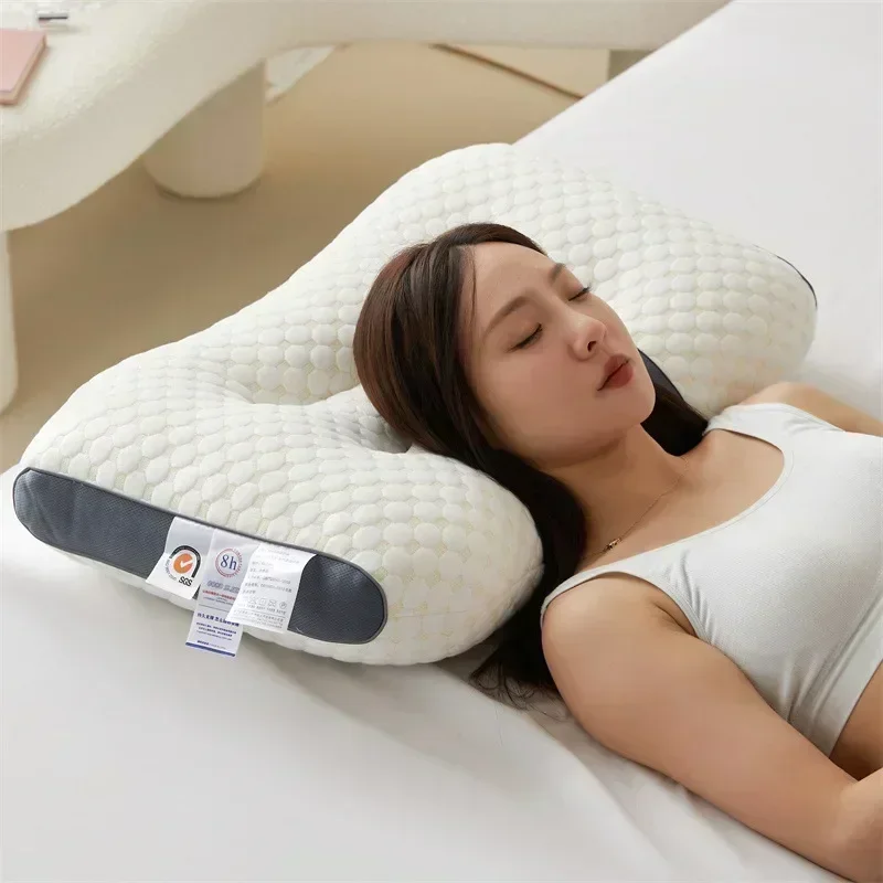 Soy fiber massage cervical pillow with porous and breathable features helps with sleeping, suitable for hotel and home bedding