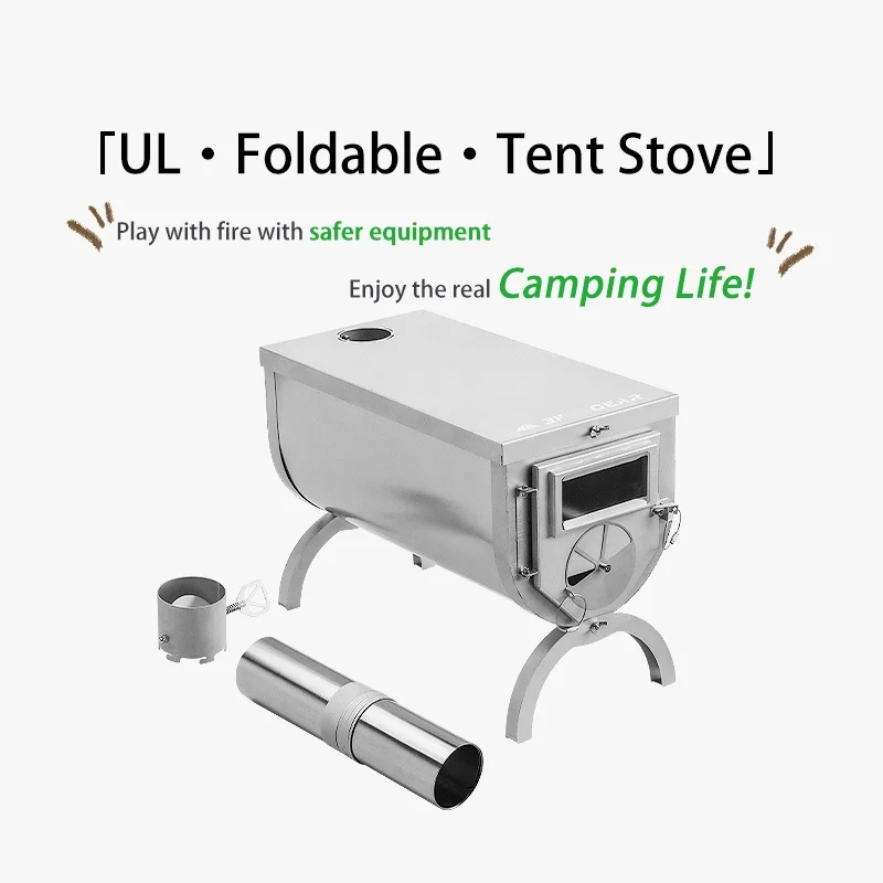 FLAME'S CREED Wood Stove Outdoor Ultralight Titanium Alloy & 304 Stainless Camping Multipurpose Stove Tent Heating Survival Fire