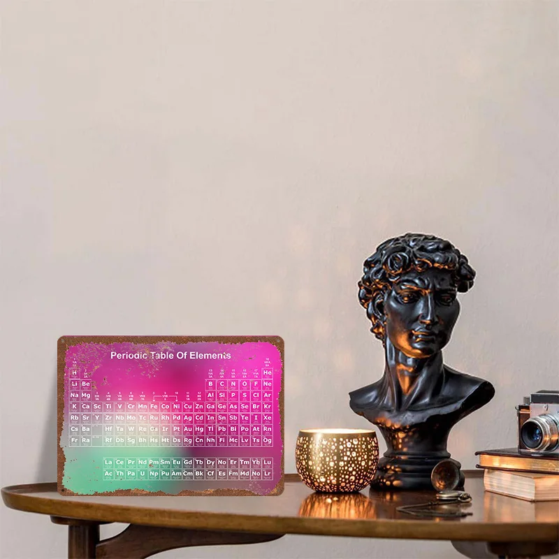 Periodic Table Rainbow 14 Printed Poster Customized Wall Art Retro Vintage Metal Tin Signs for Home Bedroom Decoration Man Cave