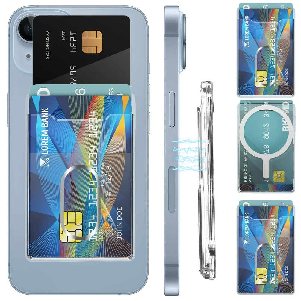 

Прозрачный магнитный прозрачный чехол для iPhone 16/15 с сильным адсорбционным магнитом, складная подставка, держатель для карт, аксессуары для телефонов