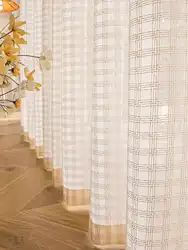 Dream of high-end lattice residential lonely japanese-style log wind bedroom balcony hemp yarn curtain