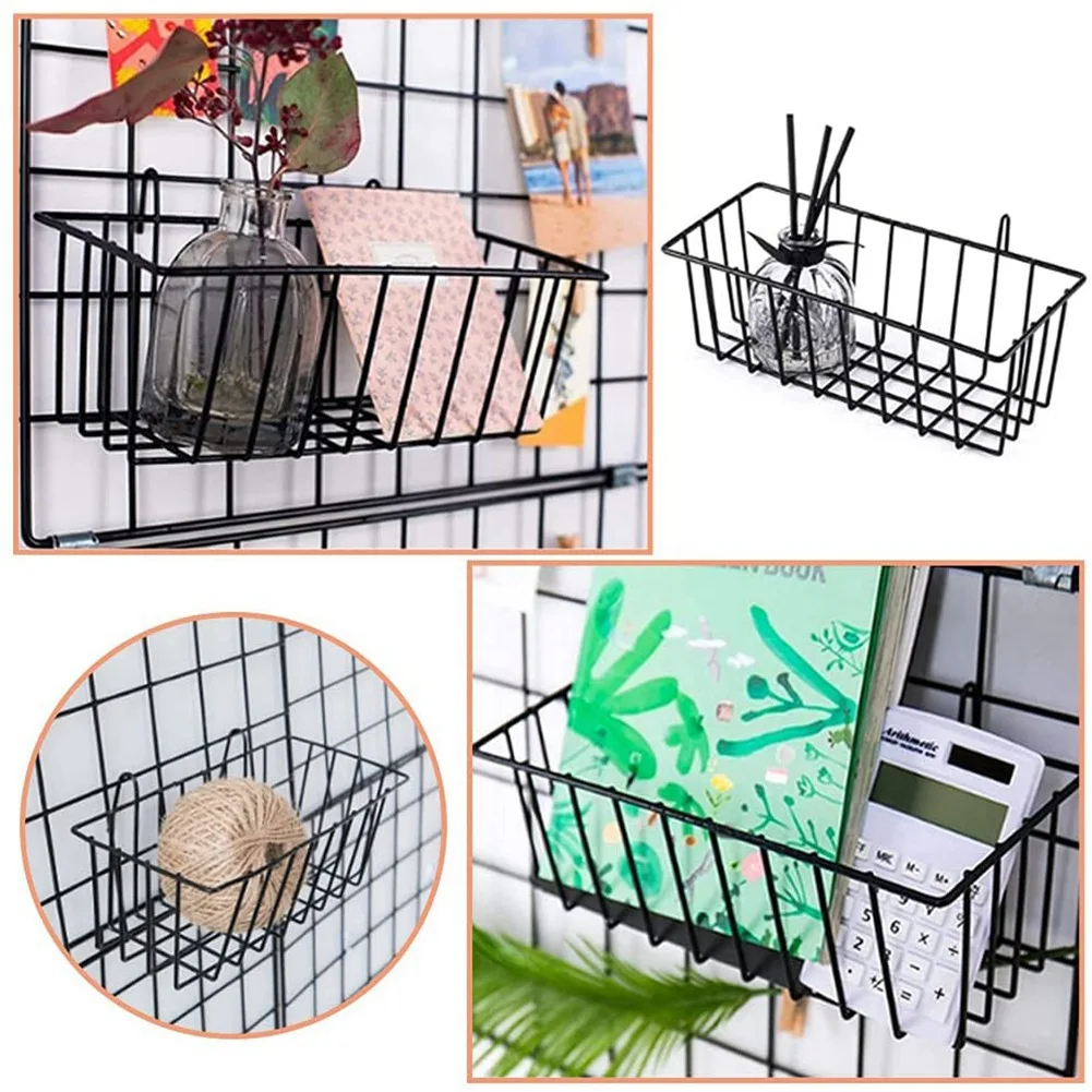 3 Pcs Wire Baskets,Wall Grid Panel Hanging Wire Basket,Wall Storage and Display Basket for Cabinet & Pantry Organization