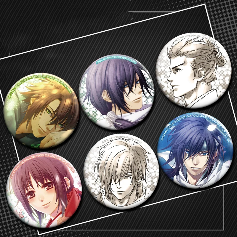 

32mm Anime Hakuouki Series Character Creative Pins Tinplate Badge Cartoon Brooches Fans Collection Gifts Clothes Bag Decoration