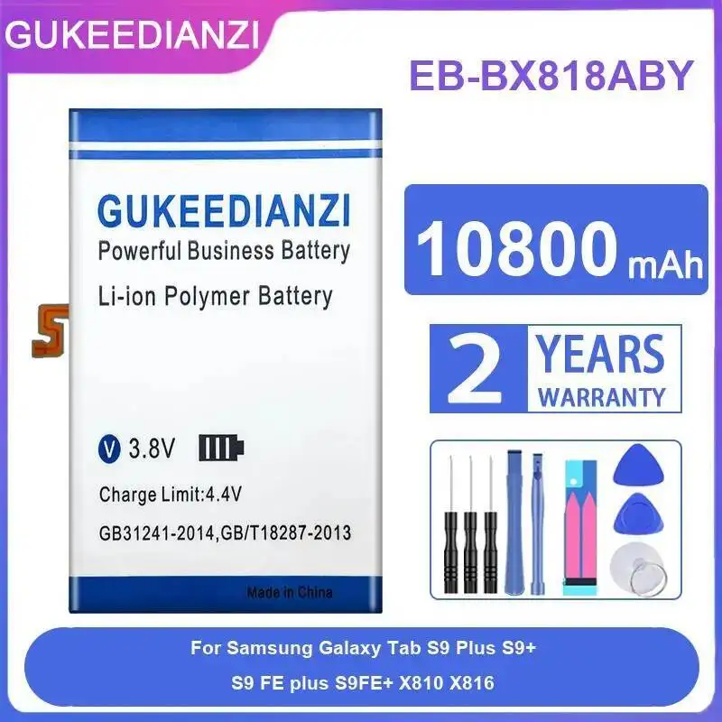 

Lightweight For Samsung Galaxy Tab S9 Plus S9+ FE S9FE+ X810 X816 Tablet Battery EB-BX818ABY 10800Mah