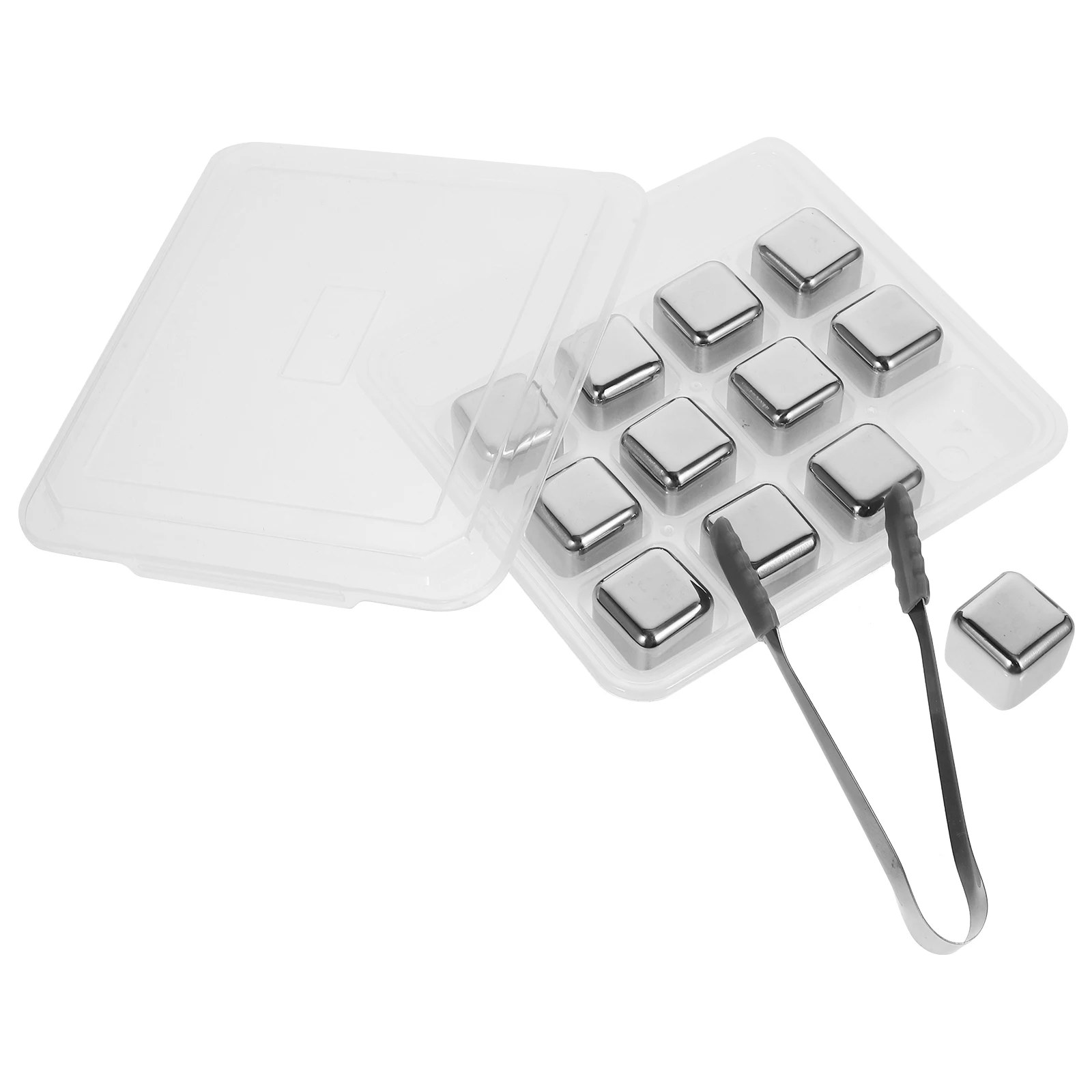 

1Set Whiskey Stones Stainless Steel Reusable Ice Cube for Spirits Bourbon Non-Diluting Drink Chiller with Tongs