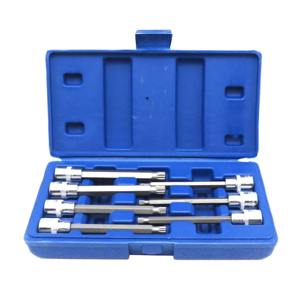 7PCS 3 8inch Hex Socket Set M5 M6 M7 M8 M9 M10 Alloy Steel Drive Extra Long Bit Metric Torque Extension Power Tool Accessory