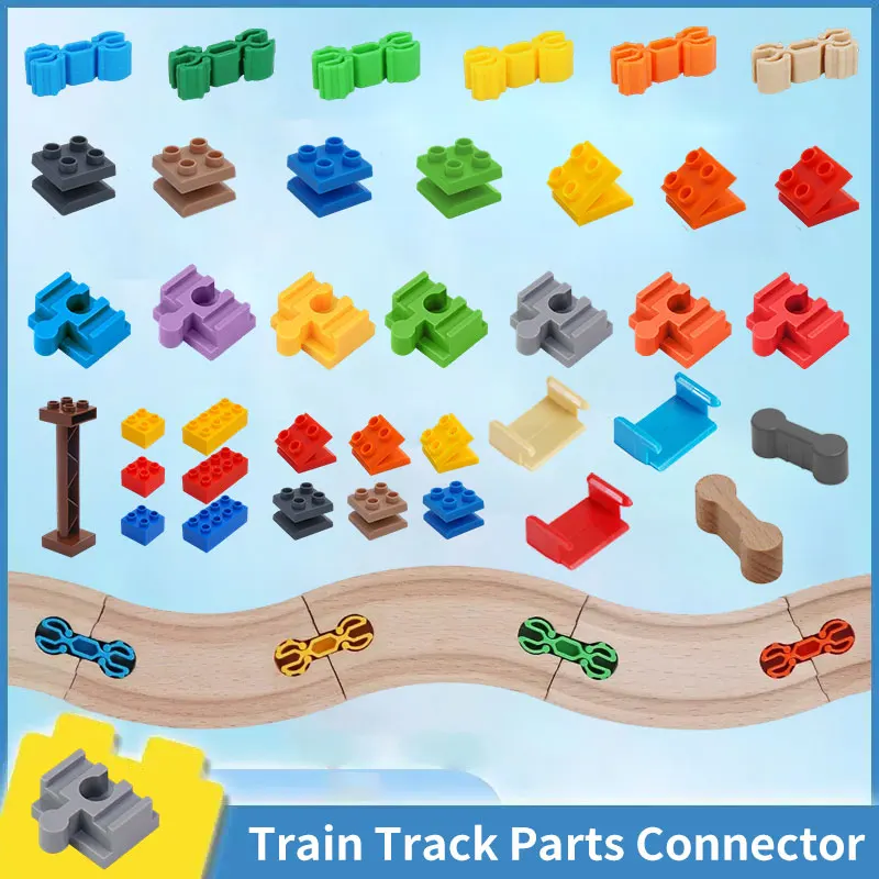Connecteurs de voie de Train en bois, pièces de jouets ferroviaires de course, toutes sortes d'accessoires de piste en bois adaptés aux jouets de Train en bois Biro, cadeaux