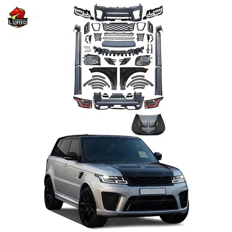 SVR Style Body Kit For Range Rover Sport Old To New Modify Side Skirts Fenders Headlights Taillights Car Bumper