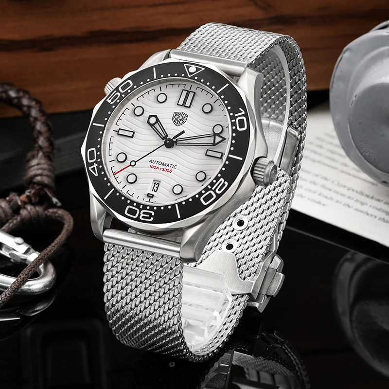 Watchdives WD007 Watch NH35 Movement 007 NTTD Wristwatch Domed Sapphire Crystal Solid Bracelet C3 luminous Automatic Watches