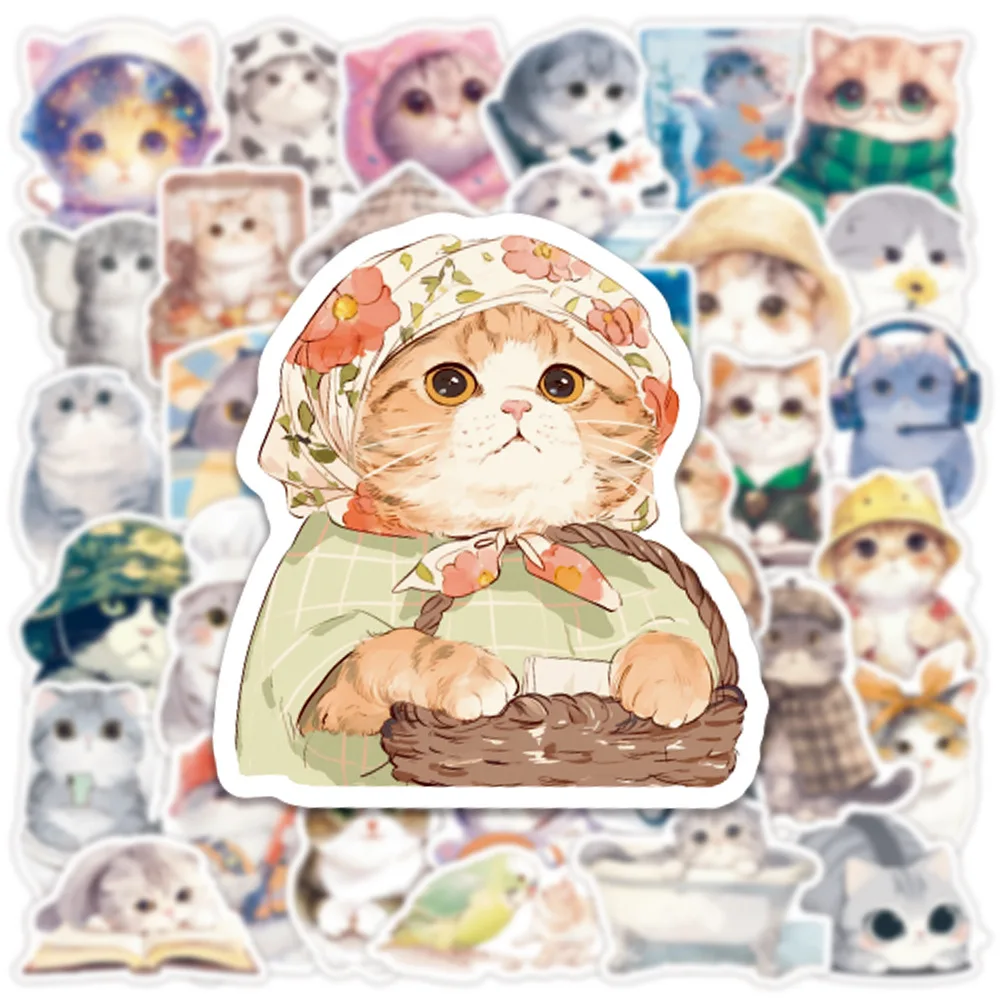 

10/50PCS Cute Cat Stickers Kids Toys DIY Decoration Kawaii Animal Decals Fridge Luggage Laptop Phone Guitar Bike Skateboard