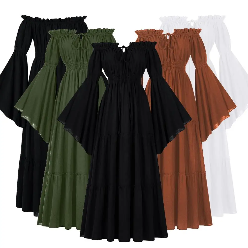 

One oulder Flared Sle Women's Dr Ethnic Stage Costume Renaissance Skirt Design Spring Collection 2025