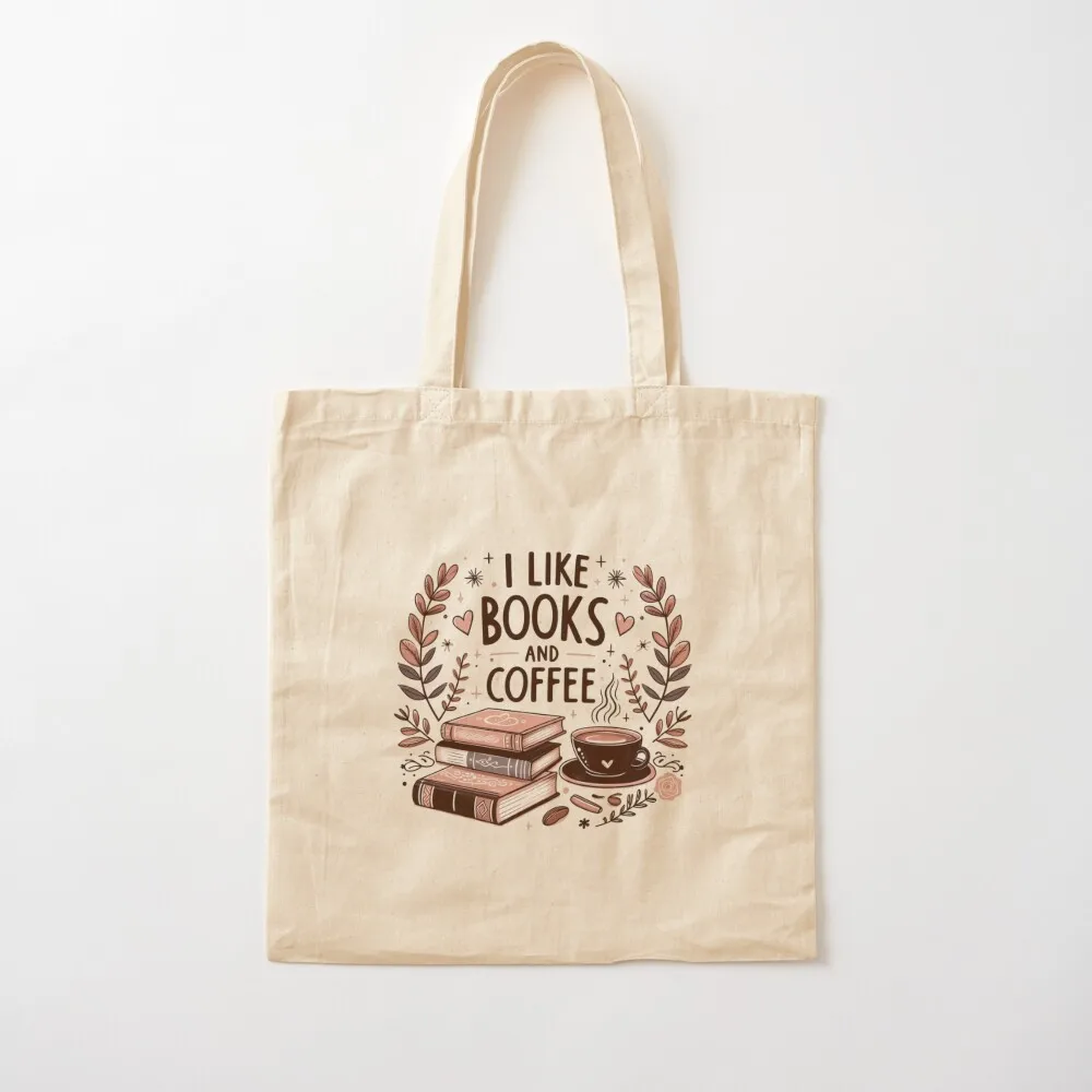 I like books and coffee Tote Bag great bag large size bags Canvas shoulder bag Canvas Tote