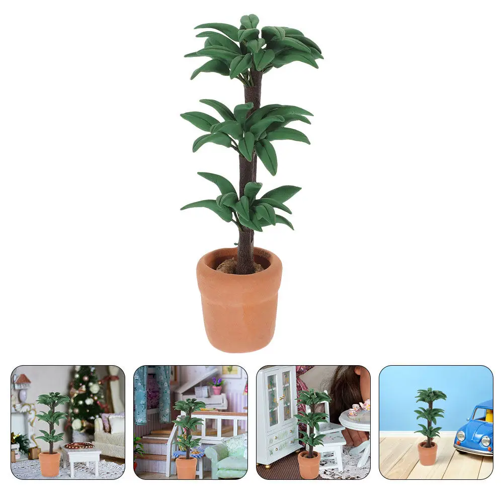 

2Pcs Miniature Potted Plant Brazilwood Trees Dollhouse Mini Plant Accessories Realistic Resin Micro Landscape Garden Decor