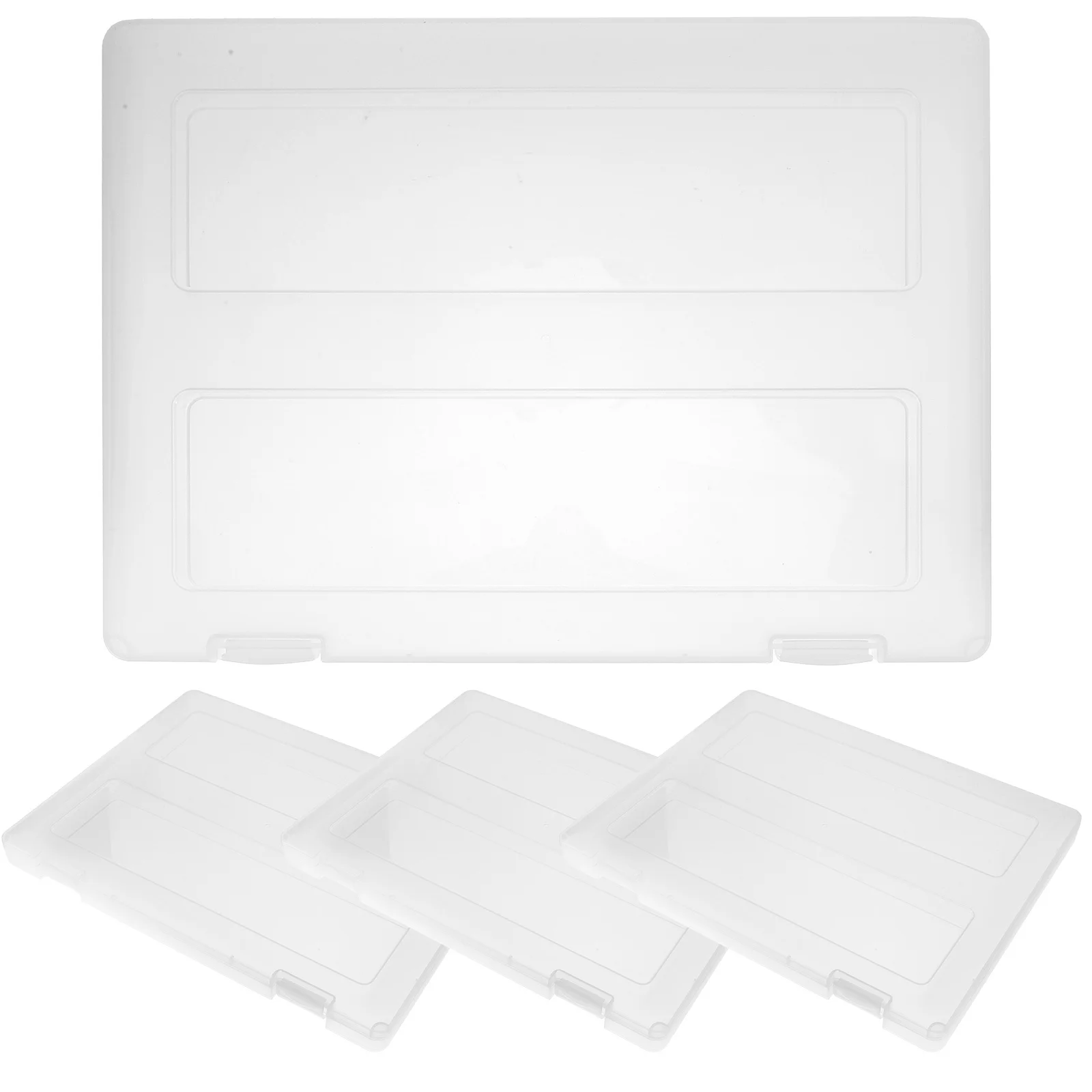 4Pcs Clear A4 File Storage Organizer Plastic Document Holder Portable Box Office Filing Case Box Files A4