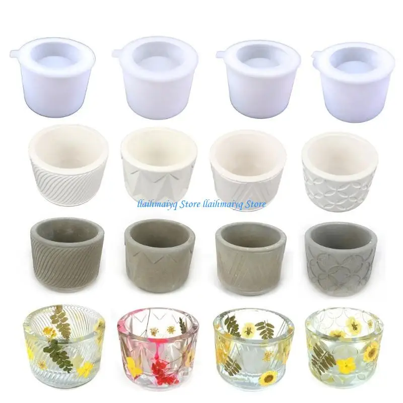 

573B Round Pattern Flower Pot Silicone Mold Epoxy Resin Casting Pot Mould