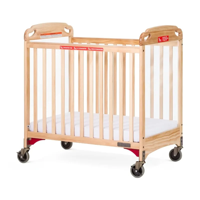 Safe Haven Daycare Evacuation Wooden Compact Portable Crib with 4