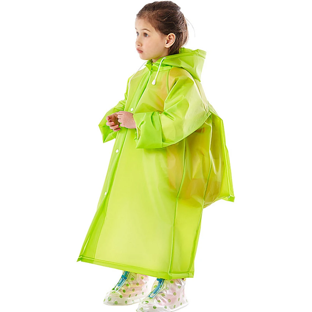 

Raincoat for Kids Portable Poncho Ponchos Green with Schoolbag Cover Hooded Child