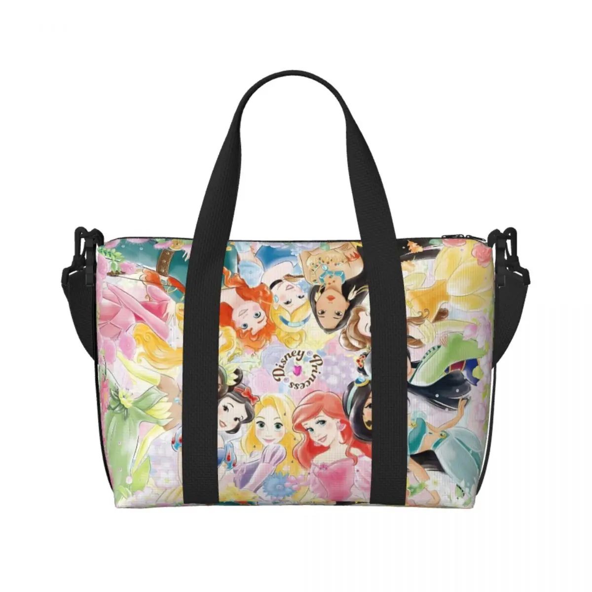 

Custom Large Adorable Princess Tote Bag for Women Cartoon Movie Kawaii Film Shopper Shoulder Beach Gym Travel Bag