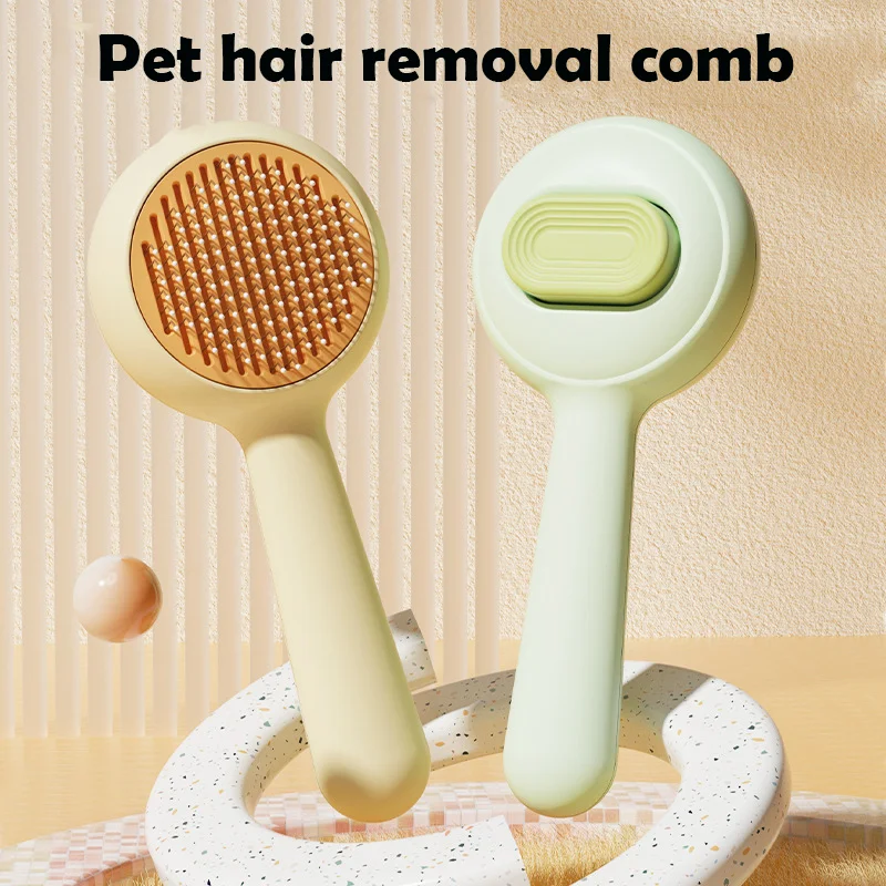 

Self-Cleaning Pet Hair Comb Grooming Brush Cats Dogs Small Animals PP Plastic Metal Hair Removal