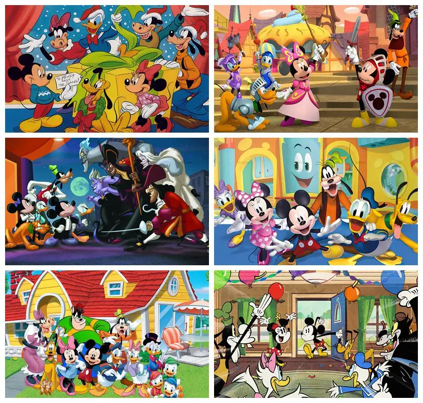 Disney Cartoon Mickey Minnie Mouse Photography Backdrops Boy Girl Birthday Party Baby Shower Customize Background Studio