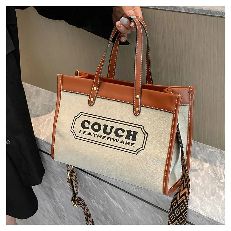 Canvas handbags women's 2023 new fashion all-match tote bag style large capacity shoulder messenger bag for woman