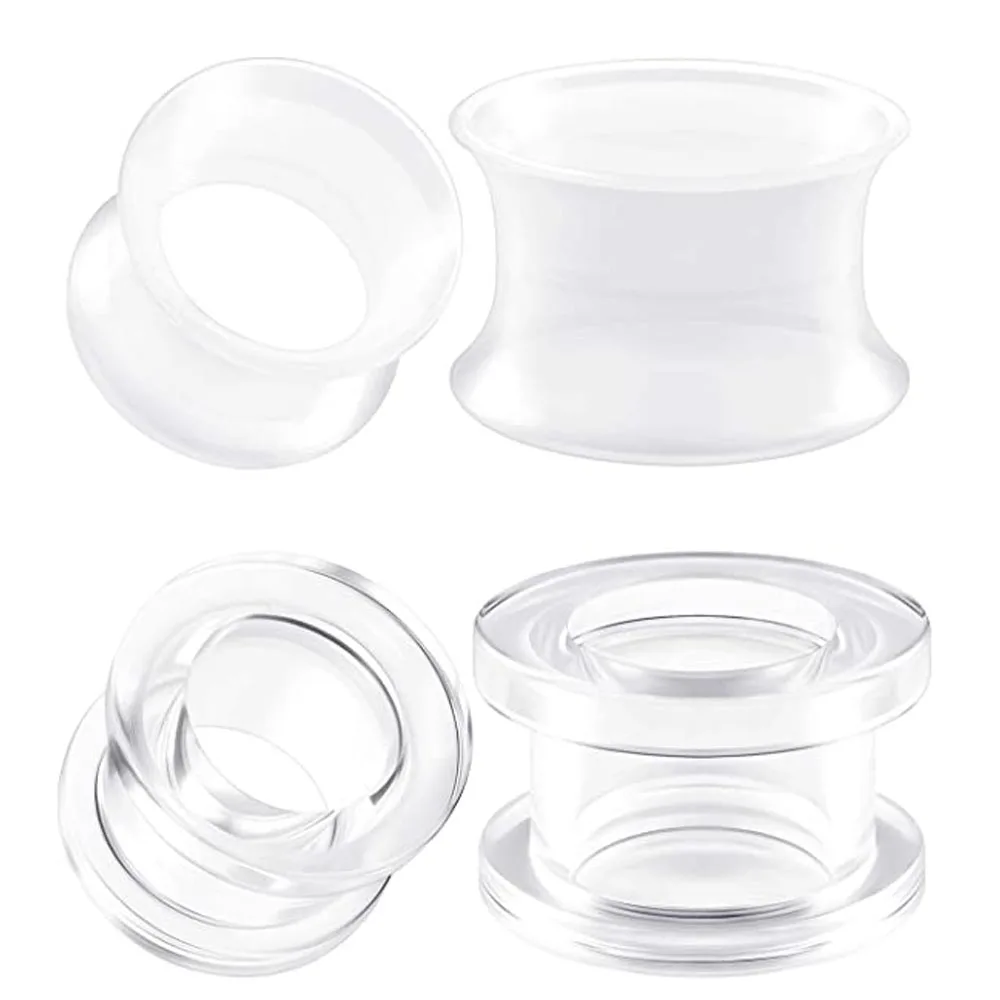 Clear Silicone Double Flared Saddle Piercing Jewelry Stretched Ear Plugs Earring Lobe Acrylic External Flesh Tunnel