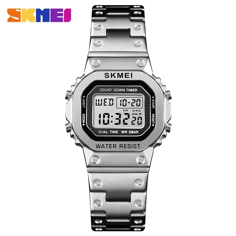 SKMEI 1433 Luxury Women Digital Watch Fashion Sport Waterproof Electronic Watch Girl Stainless Steel Lady Clock 1620 reloj mujer