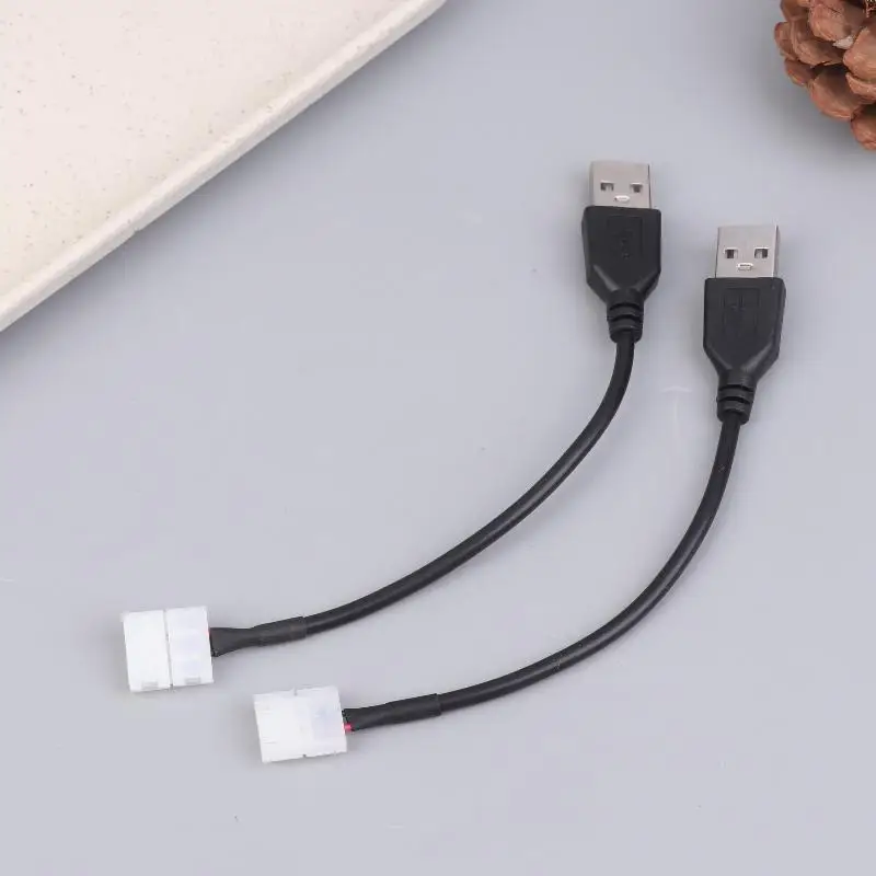 5/10Pcs USB Cable Connector To 2pin 8mm/10mm Free Welding LED Strip Connector LED Ribbon Strip Light Adaptor
