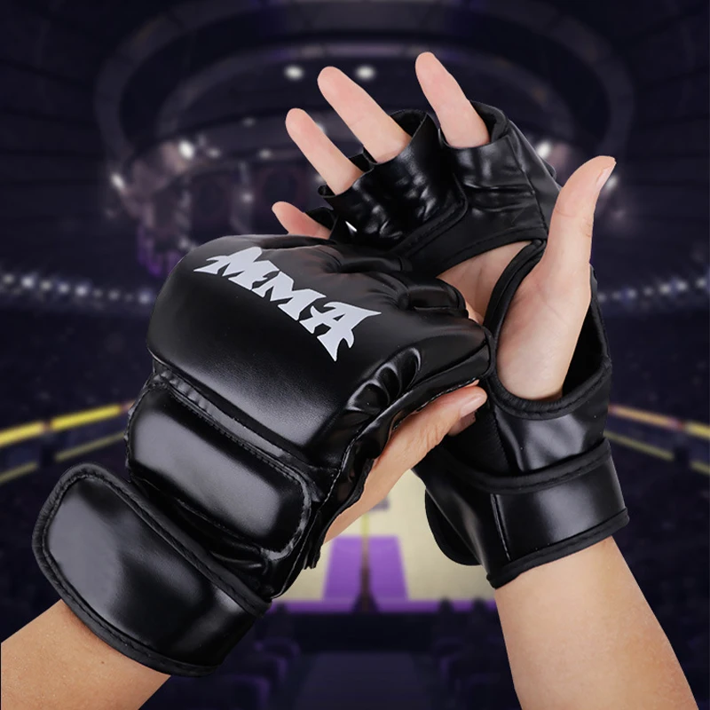 Professional Boxing Training Gloves Half Finger Leather Cushion for Adult Sanda Boxing UFC Training Sandbag Knuckles