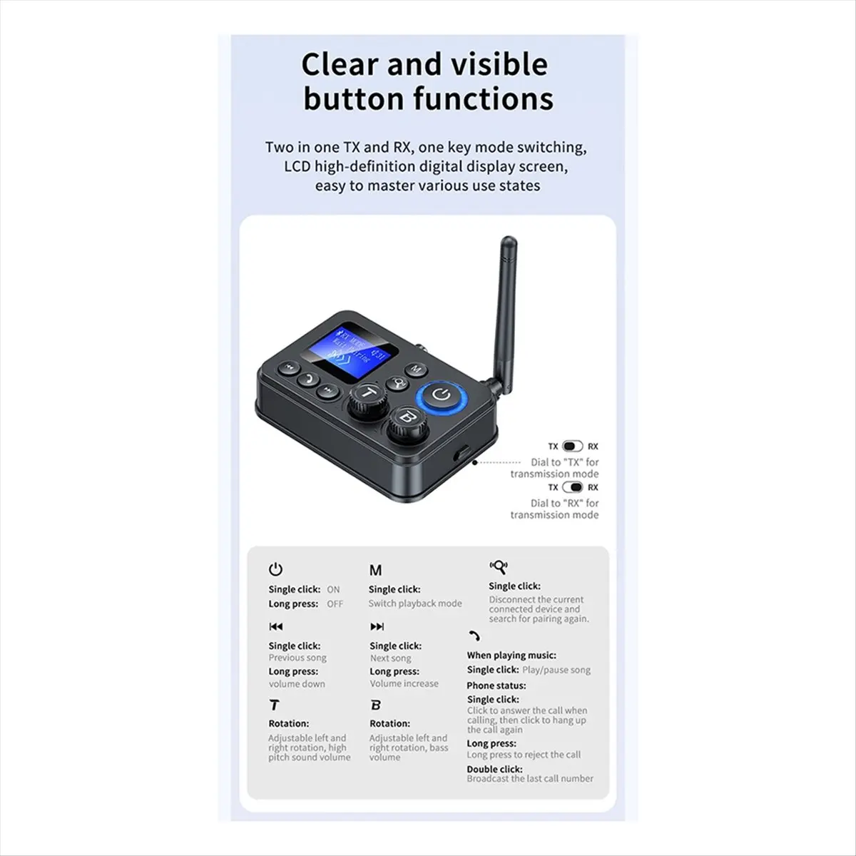 Bt 5.4 Audio Transmitter Receiver 3.5mm for AUX Optical Coaxial Stereo Wireless Converter for Speaker TV PC Car