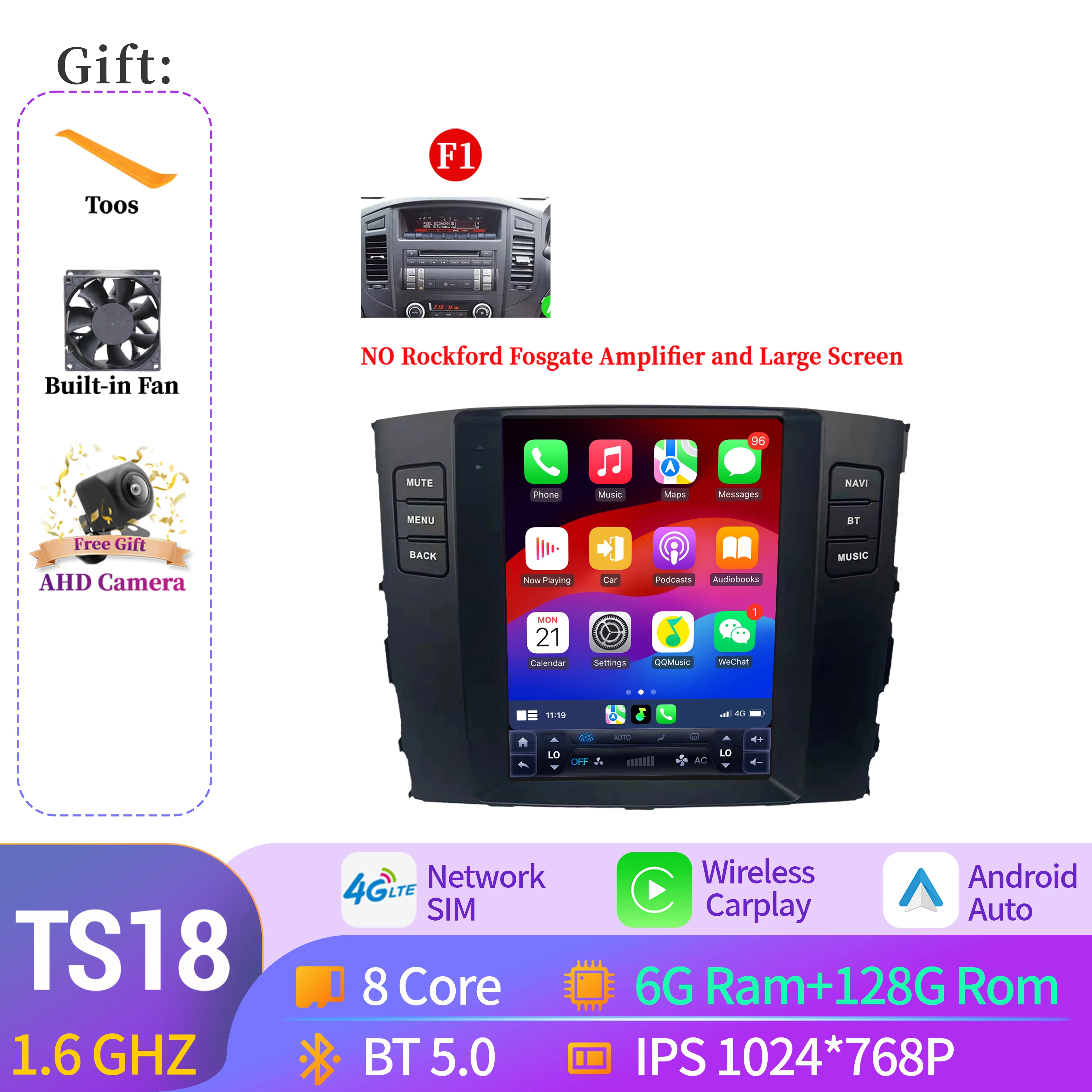 9.7 "Voor Mitsubishi Pajero 4 V80 V90 2006-2014 Autoradio Navigatie Voor Auto Multimedia Speler Navigatie Android 14 QLED Scherm