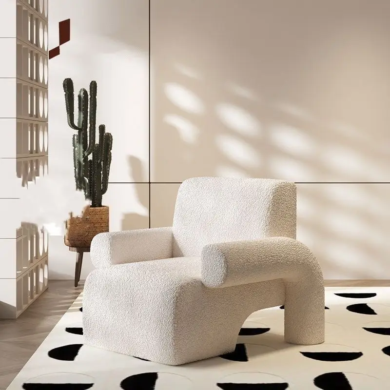 

Nordic light luxury single sofa small apartment designer creative living room balcony lazy Internet celebrity lamb wool sofa cha