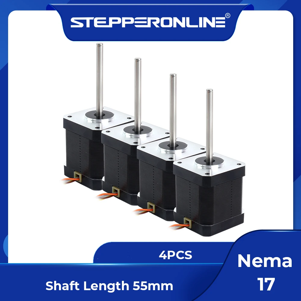 steppereronline-4pcs-nema17-stepper-motor-17hs19-2504s-h-v1-55mm-round-shaft-55ncm-high-temp-insulation-class-h-180c-cnc