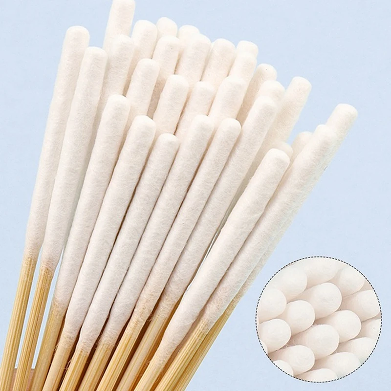 30/90 Uds. Brocha de hisopo de algodón más larga desechable, microcepillos sin pelusa, hisopo de algodón y madera, brochas de maquillaje