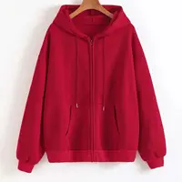 Sudaderas con capucha de gran tamaño para mujer, Sudadera con capucha informal lisa con cremallera, chaqueta con capucha holgada coreana Harajuku para parejas, abrigo, ropa de calle