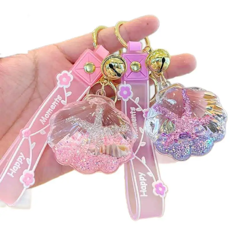 

Oil-filled Sand Scallop Keychain Drift Bottle Pendant Doll Lady Key Chain
