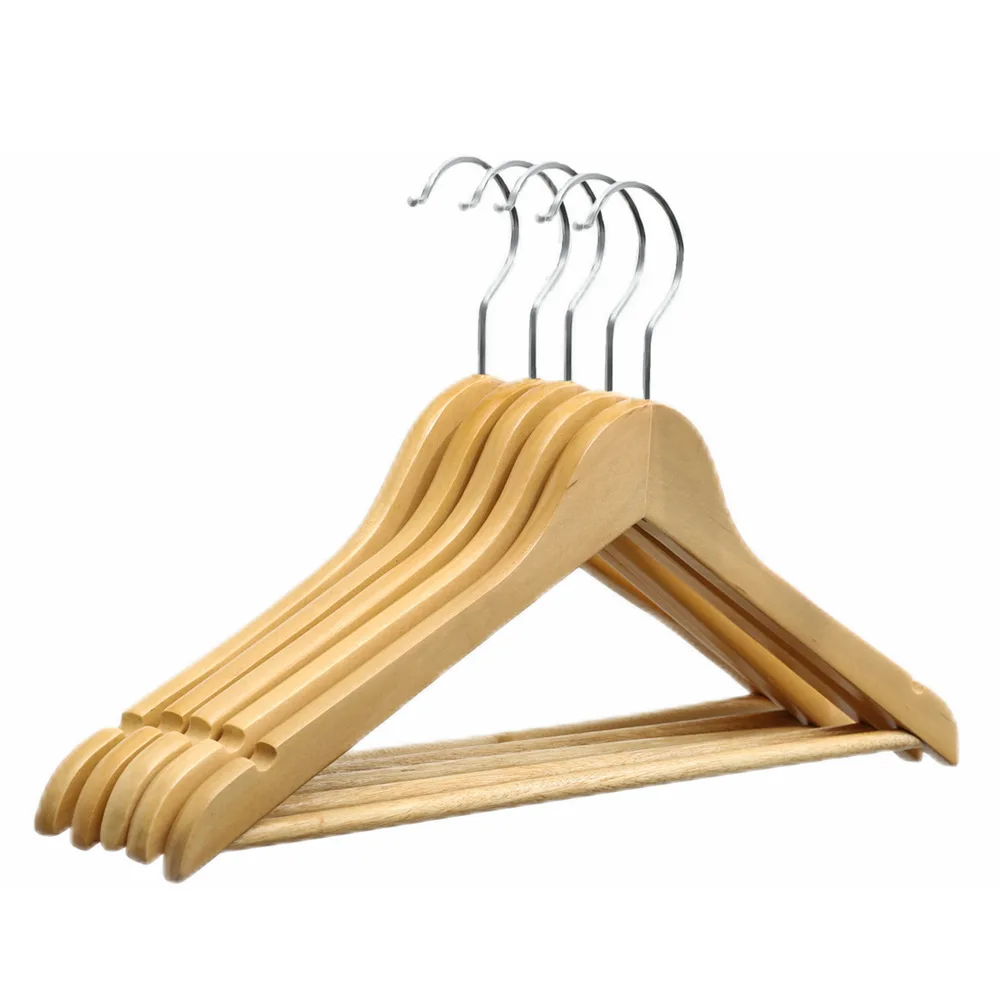 5pcs Solid Wood Hanger Pants Clip Wardrobe Hangers Clothes Organizer Bedroom Storage Store Coat Rack Home Seamless Hanger