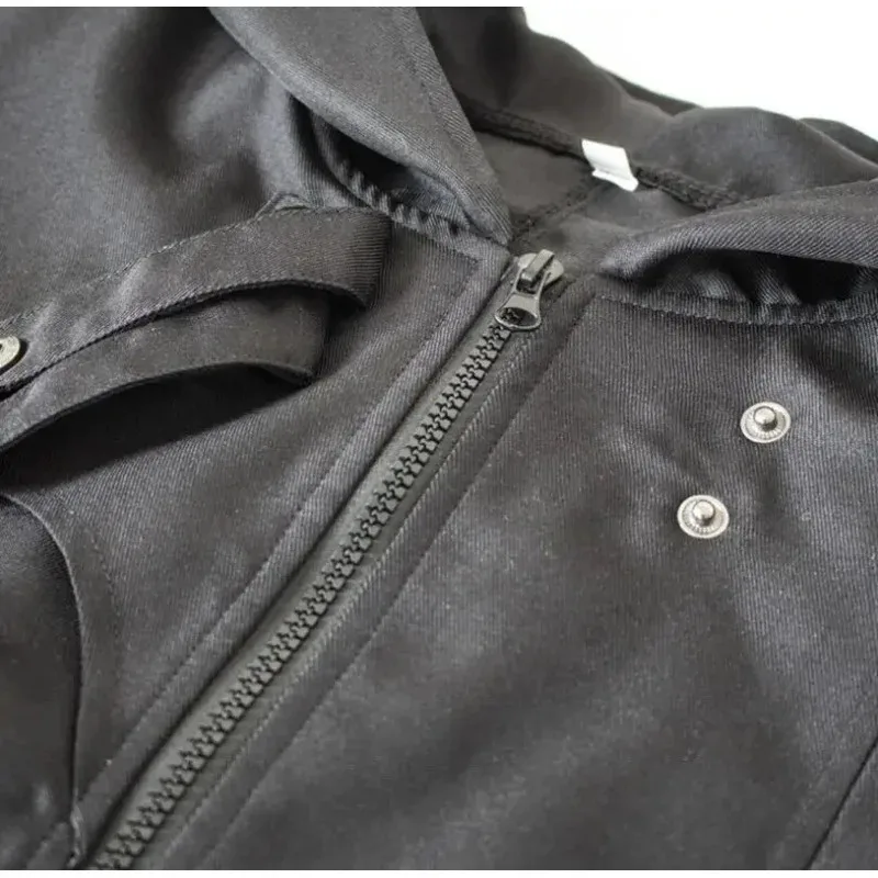 Medieval Men Gothic Irregular Hooded Hip Hop Trench Coat Steampunk Long Black Design Overcoat Assassin Cosplay Costu